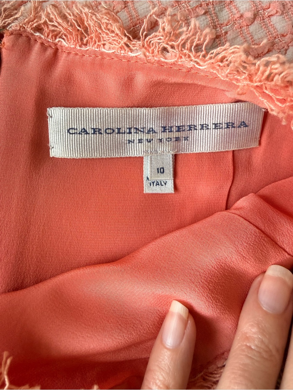 Carolina Herrera Coral Tweed Dress - Picture 8 of 11